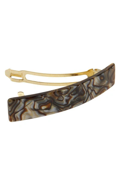 France Luxe Rectangle Barrette In Onyx