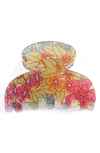 France Luxe 'small Couture' Jaw Clip In Hayden Floral Fuchsia