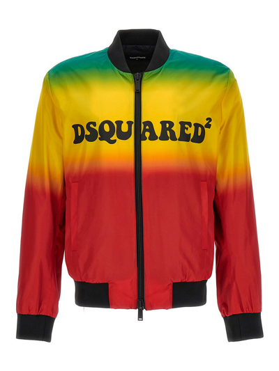 Dsquared2 Classic Bomber Jacket In Multicolor Nylon