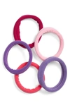 L Erickson Set Of 5 Sport Ponytail Holders In Pink/ Purple Multi