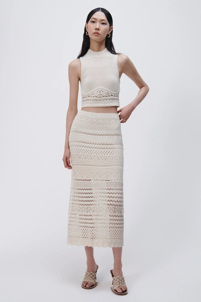 Simkhai Alita Macrame Midi Skirt In Cream