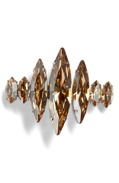 L Erickson Spiked Crystal Barrette In Crystal Golden Shadow/ Silver