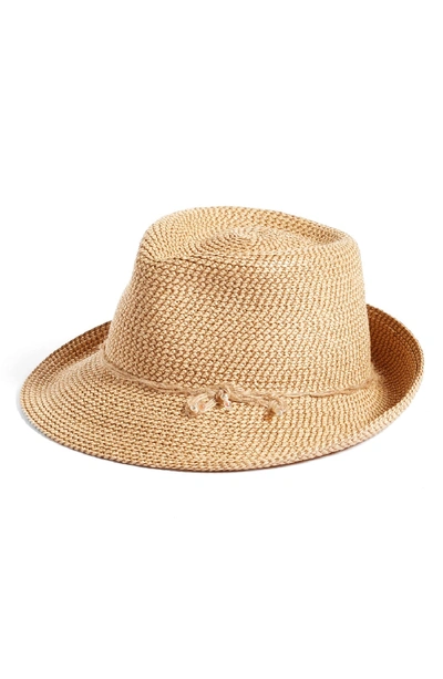 Eric Javits Mustique Squishee Packable Sun Fedora Hat, Beige In Peanut