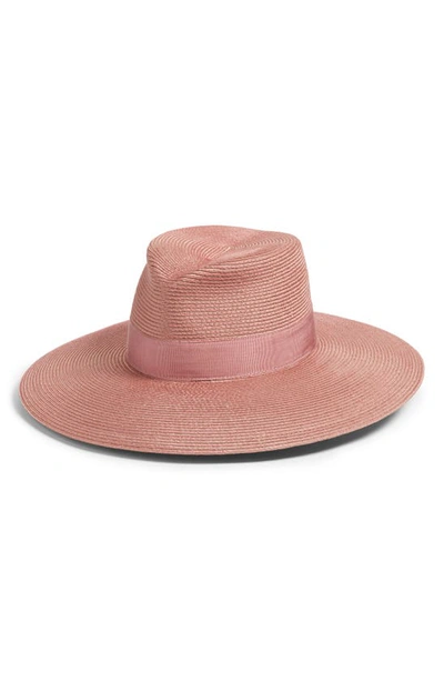 Eric Javits Daphne Broad Brim Straw Fedora In Blush