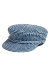 Eric Javits Capitan Woven Squishee Newsboy Hat In Denim