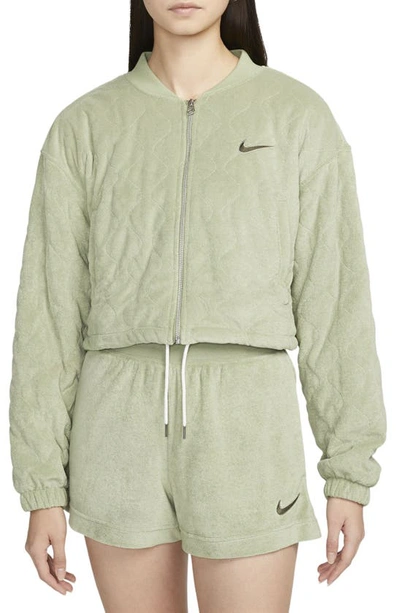 Nike Women's  Sportswear Terry Quilted Jacket In 绿色