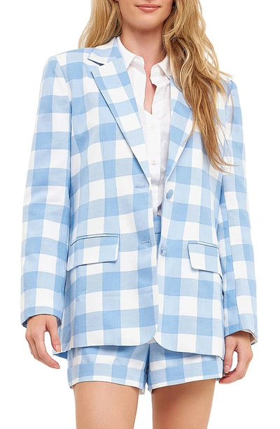 English Factory Gingham Blazer In Blue