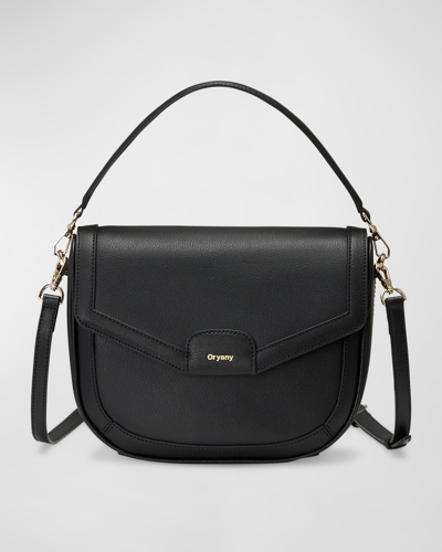 Oryany Bahia Flap Leather Crossbody Bag In Black