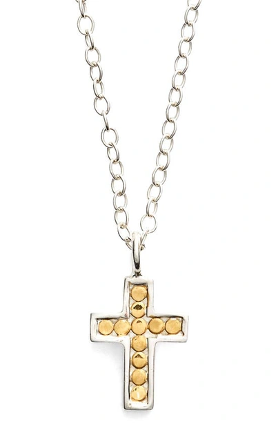 Anna Beck 'gili' Reversible Mini Cross Necklace In Gold/ Silver