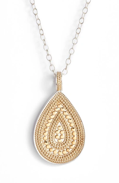 Anna Beck Beaded Teardrop Necklace Gold And Silver