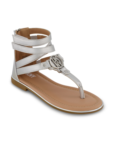 Dkny Little Girls Gladiator Thong Sandals In Silver