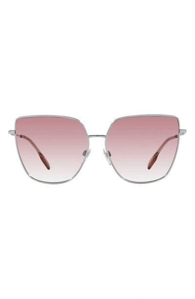 Burberry Alexis 61mm Gradient Irregular Sunglasses In Silver