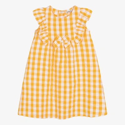Everything Must Change Babies' Girls Orange & White Cotton Checked Dress