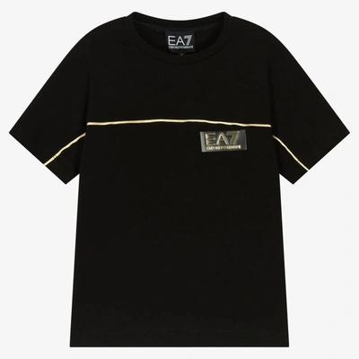 Ea7 Babies'  Emporio Armani Boys Black Cotton Logo T-shirt