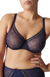 Simone Perele Comete Molded Full Cup Convertible Lace Bra In Midnight