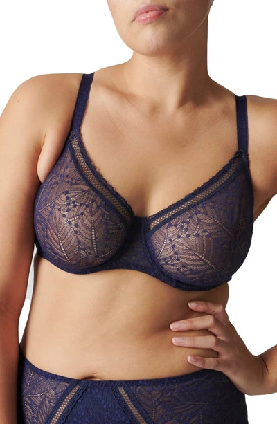 Simone Perele Comete Molded Full Cup Convertible Lace Bra In Midnight