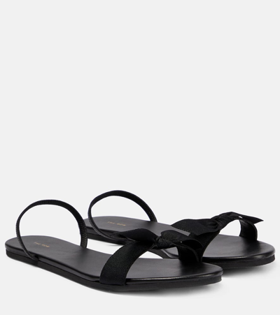 The Row Bow Flat Slingback Sandals In Blk Black