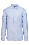 Swims Amalfi Stripe Linen Popover Shirt In Ensign Blue
