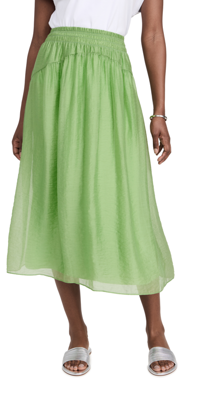 Vince Womens Dk Marigold Smocked Lyocell-blend Midi Skirt In Sprout