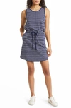 Caslon Drawstring Organic Cotton Minidress In Navy- White Stripe