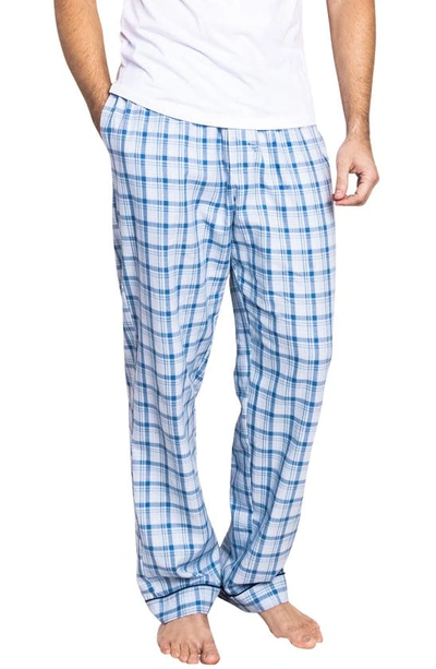 Petite Plume Seafarer Tartan Plaid Cotton Pyjama Trousers In Blue