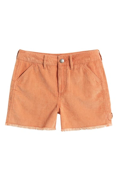 Treasure & Bond Kids' Frayed Corduroy Utility Shorts In Rust Clay