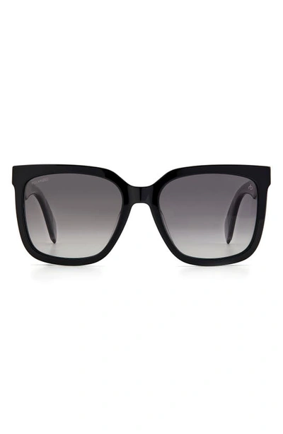 Rag & Bone 56mm Square Sunglasses In Black/gray Polarized Gradient