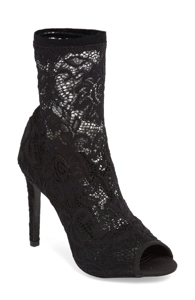 Charles By Charles David Imaginary Lace Sock Bootie In Black Fabric