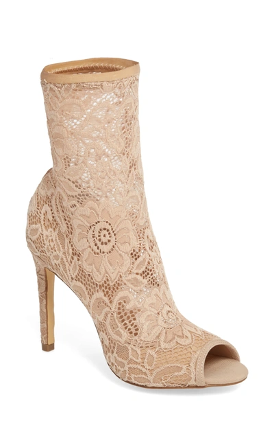 Charles By Charles David Imaginary Lace Sock Bootie In Nude Fabric