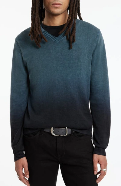 John Varvatos Kane Organic Cotton Slub Dip Dye Sweater In Marine