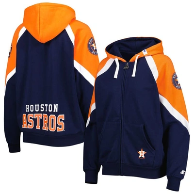 Starter Navy/orange Houston Astros Hail Mary Full-zip Hoodie