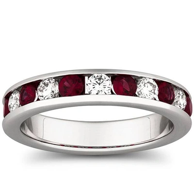 Pompeii3 1ct Ruby & Diamond Channel Set Wedding Ring 14k White Gold In Multi