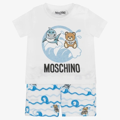 Moschino Baby Babies' Boys White Shark Cotton Shorts Set