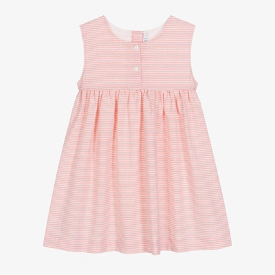 Paloma De La O Kids'  Girls Pink Cotton Striped Dress