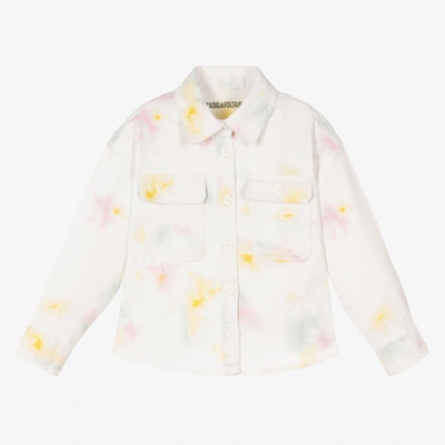 Zadig & Voltaire Kids' Girls White Tie Dye Denim Jacket