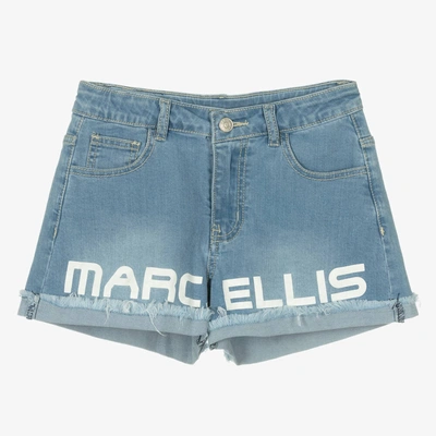 Marc Ellis Kids' Girls Light Blue Denim Logo Shorts