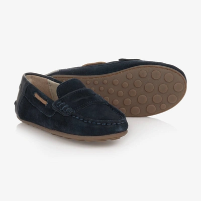 Mayoral Teen Boys Navy Blue Suede Leather Moccasins