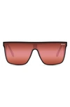 Quay Nightfall 49mm Shield Sunglasses In Black/ Black Pink