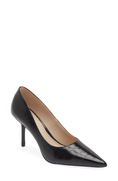 Reiss Elina Embossed Pointed Toe Pump In Black