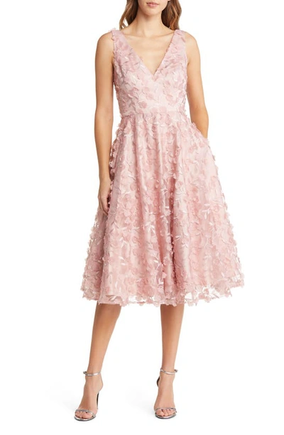 Eliza J 3d Appliqué Fit & Flare Cocktail Dress In Blush