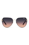 Quay Main Character 55mm Gradient Round Sunglasses In Gold,smoke Polarized