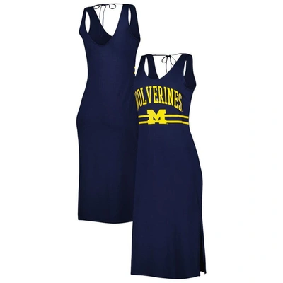 G-iii 4her By Carl Banks Navy Michigan Wolverines Training V-neck Maxi Dress