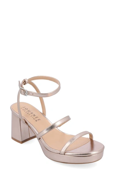 Journee Collection Samilee Block Heel Platform Sandal In Gold