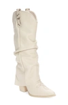 Steve Madden Lassy Ruched Western Boot In Bone Leather