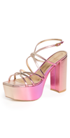 Stuart Weitzman Women's Barelythere Squarehigh 140mm Leather Platform Sandals In Pink