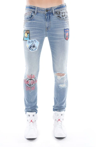 Cult Of Individuality Punk Super Skinny Jeans In Def Leppard In Light Wash