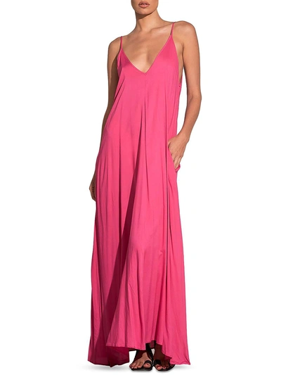 Elan Sleeveless V Neck Maxi Dress In Pink