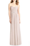 Jenny Packham Strapless Chiffon A-line Gown In Blush