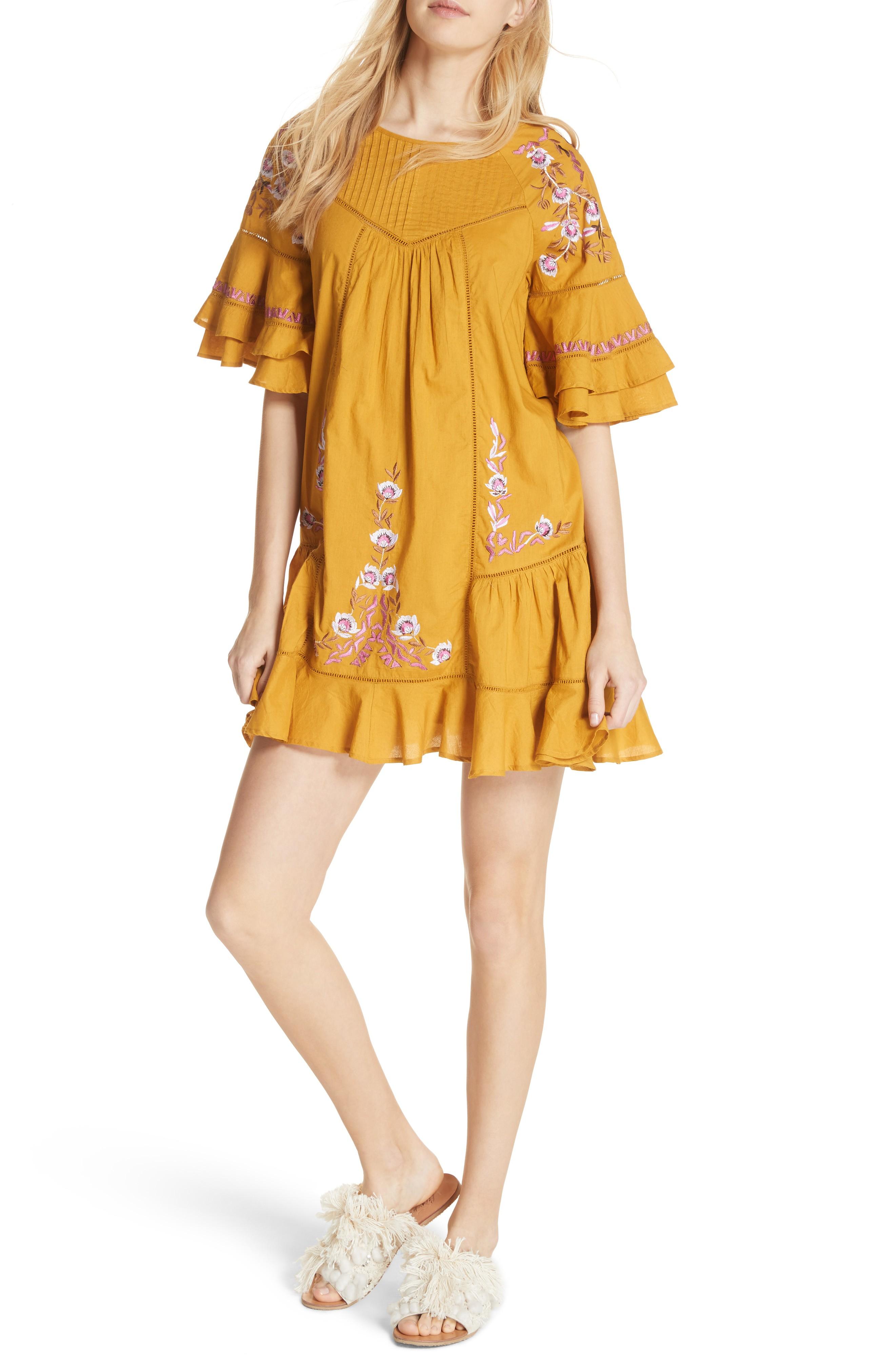 Free People Pavlo Babydoll Dress In Gold Modesens