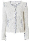 Iro Agnette Tweed Boxy Jacket In White/blue